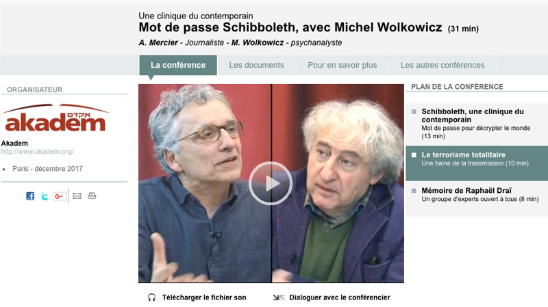 Mot de passe Schibboleth – Antoine Mercier reçoit Michel Wolkowicz